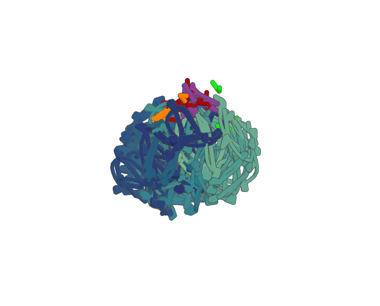 Co-diffusion of active site and ligand with RFdiffusion3.