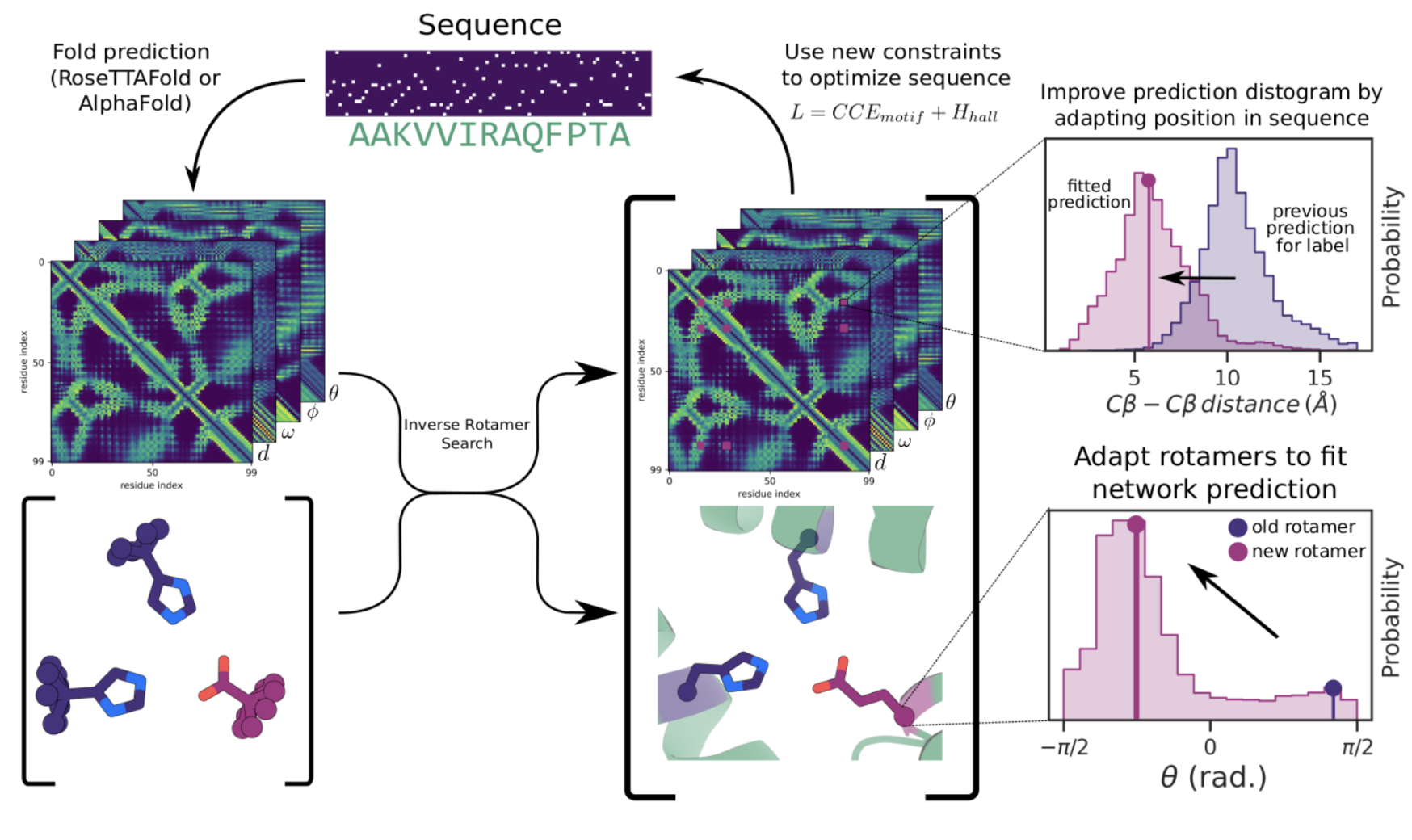 Inverse rotamer design with hallucination diagram